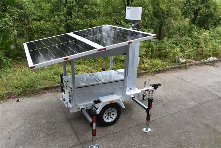 Solar Surveillance Trailer With 6 Sided Cctv Box