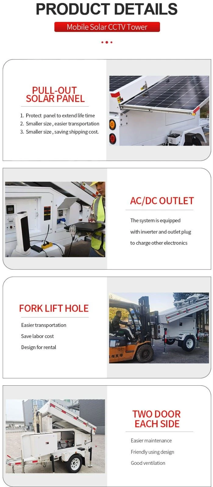 Mobile Surveillance Trailer With Solar Generator Tower